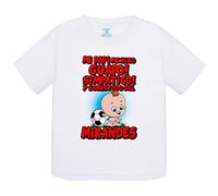 Camiseta bebé mi papi me hizo guapo simpático y sobretodo aficionado al fútbol del Mirandés - Blanco, 1 año