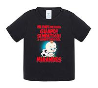 Camiseta bebé mi papi me hizo guapo simpático y sobretodo aficionado al fútbol del Mirandés - Negro, 1 año