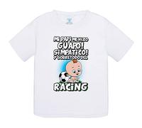 Camiseta bebé mi papi me hizo guapo simpático y sobretodo aficionado al fútbol del Racing - Blanco, 1 año