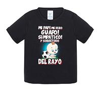 Camiseta bebé mi papi me hizo guapo simpático y sobretodo aficionado al fútbol del rayo - Negro, 1 año