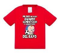 Camiseta bebé mi papi me hizo guapo simpático y sobretodo aficionado al fútbol del rayo - Rojo, 1 año