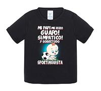 Camiseta bebé mi papi me hizo guapo simpático y sobretodo aficionado al fútbol del Sporting - Negro, 1 año