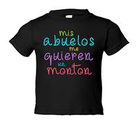 Camiseta bebé Mis abuelos me quieren un montón - Negro, 2 años