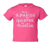 Camiseta bebé Mis abuelos me quieren un montón - Rosa, 1 año