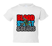 Camiseta bebé Motocross Blood Sweat And Gears - Blanco, 1 año