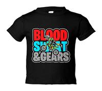 Camiseta bebé Motocross Blood Sweat And Gears - Negro, 1 año