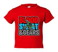 Camiseta bebé Motocross Blood Sweat And Gears - Rojo, 1 año
