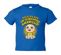 Camiseta bebé nacido para ser un submarino amarillo para aficionado al fútbol de Villarreal - Azul Royal, 2 años