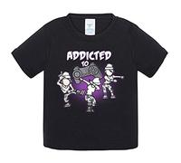 Camiseta bebé para gamer frase addicted to play viciado de los videojuegos con pose baile Take L Dab y Floss - Negro, 1 año
