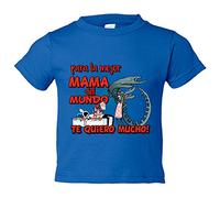 Camiseta bebé para la mejor mamá del Mundo te quiero mucho - Azul Royal, 1 año