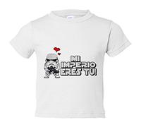 Camiseta bebé parodia de las galaxias mi imperio eres tu regalo amor friki San Valentín - Blanco, 1 año