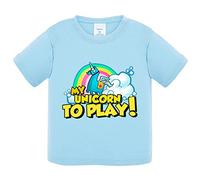 Camiseta bebé parodia gamers divertida my unicorn to play avatar del juego - Celeste, 1 año