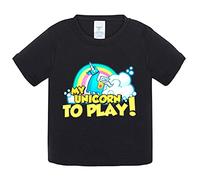 Camiseta bebé parodia gamers divertida my unicorn to play avatar del juego - Negro, 1 año