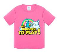 Camiseta bebé parodia gamers divertida my unicorn to play avatar del juego - Rosa, 1 año