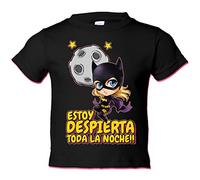 Camiseta bebé parodia gata estoy despierta toda la noche - Negro, 1 año