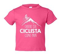 Camiseta bebé Quiero ser ciclista como papá - Rosa, 1 año