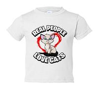 Camiseta bebé real people love cats amantes de gatos - Blanco, 2 años