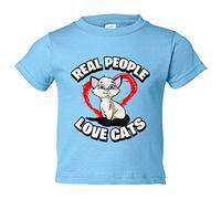 Camiseta bebé real people love cats amantes de gatos - Celeste, 1 año