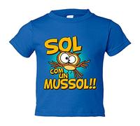 Camiseta bebé Sol com un mussol - Azul Royal, 1 año