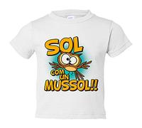 Camiseta bebé Sol com un mussol - Blanco, 1 año
