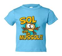 Camiseta bebé Sol com un mussol - Celeste, 1 año