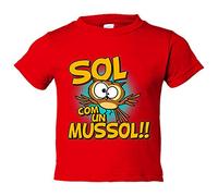 Camiseta bebé Sol com un mussol - Rojo, 1 año