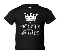 Camiseta bebé Soy el principe de mis abuelos - Negro, 2 años
