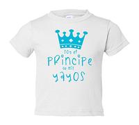 Camiseta bebé Soy el principe de mis yayos - Blanco, 1 año