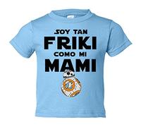 Camiseta bebé Soy tan friki como mi mami - Celeste, 2 años