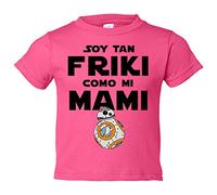 Camiseta bebé Soy tan friki como mi mami - Rosa, 2 años
