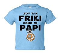 Camiseta bebé Soy tan friki como mi papi - Celeste, 1 año