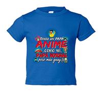 Camiseta bebé tengo un papá Anime Otaku como un papá normal pero más guay - Azul Royal, 1 año