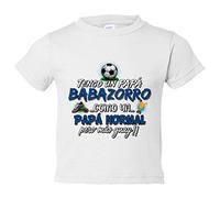 Camiseta bebé tengo un papá Babazorro como un papá normal pero más guay para aficionado al fútbol - Blanco, 1 año