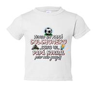 Camiseta bebé tengo un papá Colchonero como un papá normal pero más guay - Blanco, 1 año