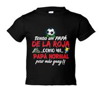 Camiseta bebé tengo un papá de La Roja como un papá normal pero más guay - Negro, 1 año