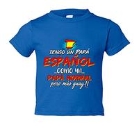 Camiseta bebé tengo un papá español como un papá normal pero más guay - Azul Royal, 1 año
