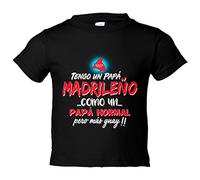Camiseta bebé tengo un papá madrileño como un papá normal pero más guay - Negro, 1 año