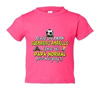 Camiseta bebé tengo un papá Submarino Amarillo como un papá normal pero más guay para aficionado al fútbol - Rosa, 2 años