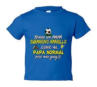 Camiseta bebé tengo un papá Submarino Amarillo como un papá normal pero más guay para aficionado al fútbol - Azul Royal, 1 año