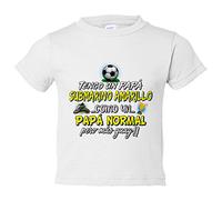 Camiseta bebé tengo un papá Submarino Amarillo como un papá normal pero más guay para aficionado al fútbol - Blanco, 2 años