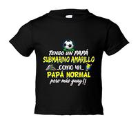 Camiseta bebé tengo un papá Submarino Amarillo como un papá normal pero más guay para aficionado al fútbol - Negro, 2 años