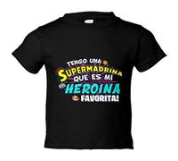 Camiseta bebé tengo una Supermadrina que és mi heroína favorita regalo para madrina - Negro, 2 años
