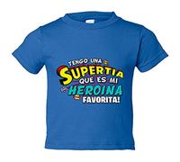 Camiseta bebé tengo una Supertia que es mi heroína favorita regalo para tía - Azul Royal, 2 años