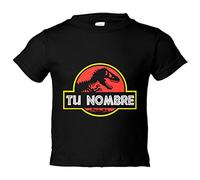 Camiseta bebé tu nombre jurásico personalizable con nombre - Negro, 1 año