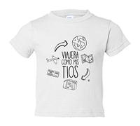 Camiseta bebé viajera como mis tios - Blanco, 1 año