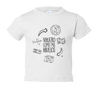 Camiseta bebé viajero como mis abuelos - Blanco, 2 años