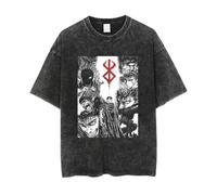 Camiseta Berserker Guts Casca Griffith Anime Merch Camisetas lavadas de Manga Corta Regalos Adolescentes Niños Niñas Hombres Mujeres
