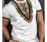 Camiseta Blanca de Moda y Retro con Estampado - Camiseta Casual y Retro para Hombre de Cuello y Manga Corta con Diseño de Estampado, Camiseta Cómoda de Manga Corta para Hombre
