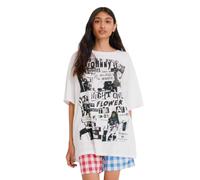 Camiseta blanca estampada dura Desigual x Johnson talla grande S