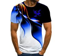 Camiseta Blanca Flaming Bird Cuello Redondo Impresión Digital 3D Suelta Casual Mangas Cortas,ZZ-2,4XL